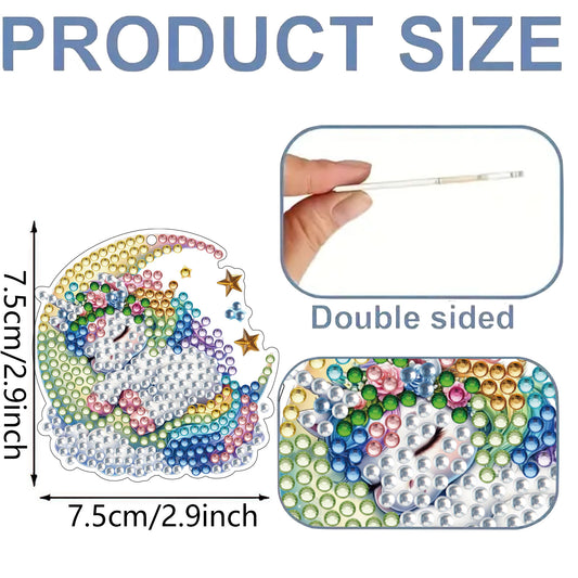 15Pcs Goodnight Animal DiY Double-Sided Diamond Art Keychain Ornament Party Gfit