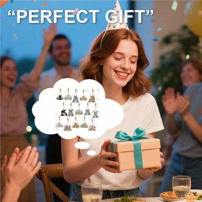 15Pcs Rabbit DiY Double-Sided Diamond Art Keychain Ornaments Party Crafts Decor