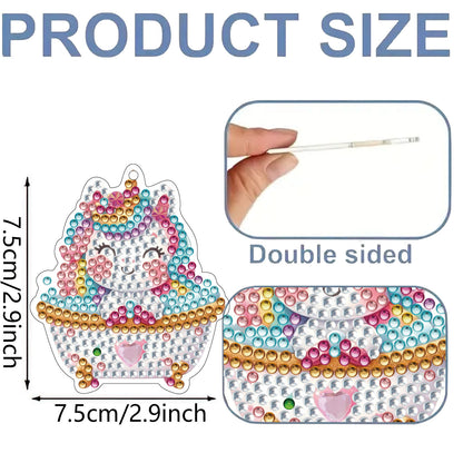 15Pcs Unicorn DiY Double-Sided Diamond Art Keychain Ornaments Party Crafts Decor