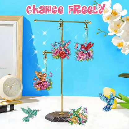 15Pcs Hummingbird DiY Double-Sided Diamond Art Keychain Ornaments Party Decor