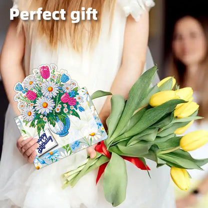 6pcs Flower Pattern DIY Diamond Painting Greeting Postcards Set with Envelope
