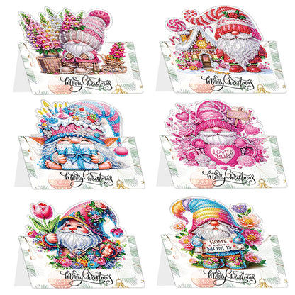 6pcs Dwarf Pattern DIY Diamond Painting Greeting Postcards Set with Envelope