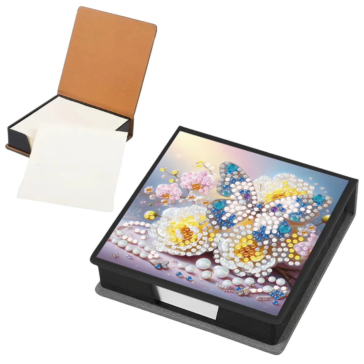 Butterfly PU DIY 5D Diamond Painting Note Box w/160 Sheet for Home Office School