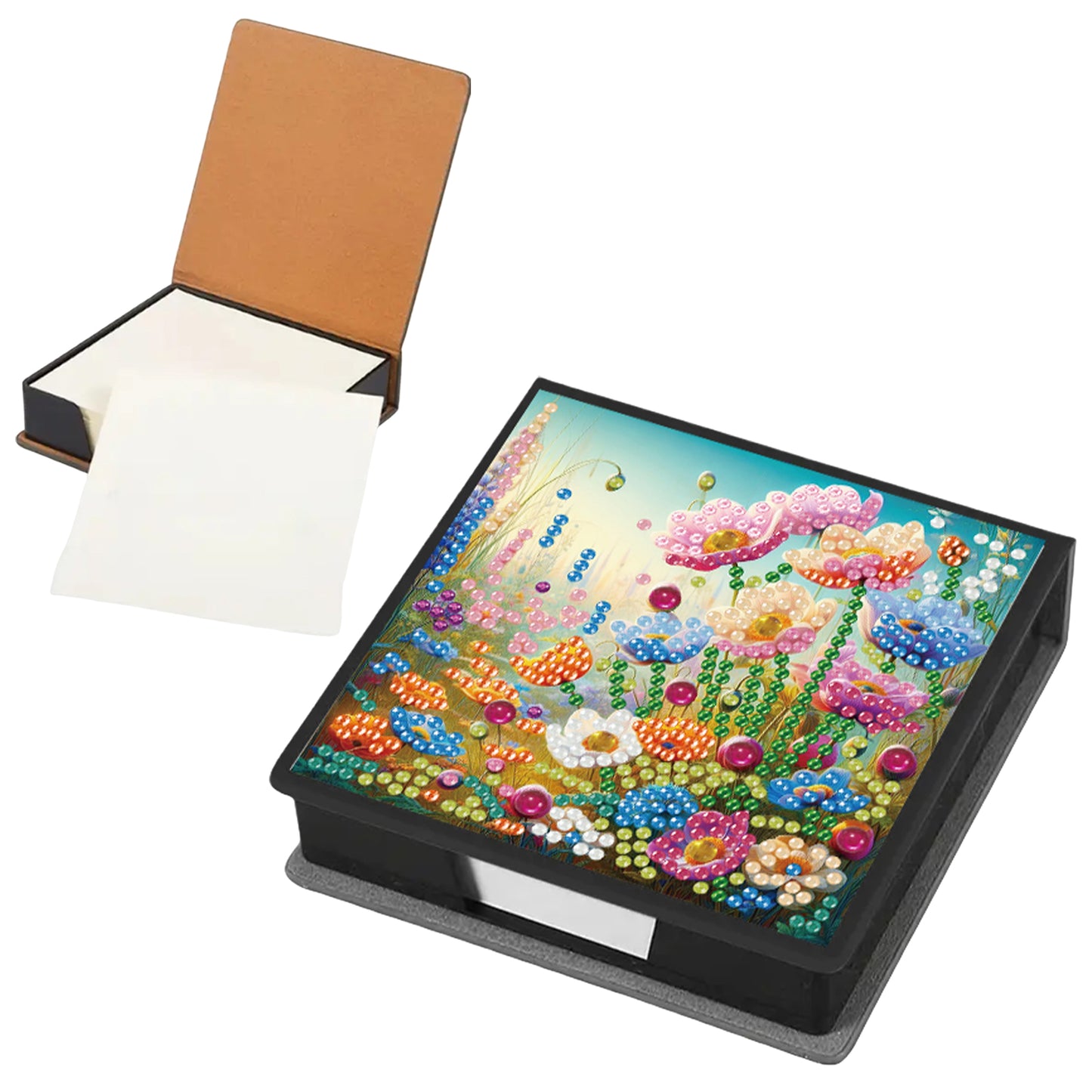 Garden PU DIY 5D Diamond Painting Note Box w/160 Sheets for Office Home School