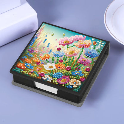 Garden PU DIY 5D Diamond Painting Note Box w/160 Sheets for Office Home School