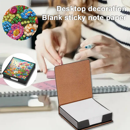 Garden PU DIY 5D Diamond Painting Note Box w/160 Sheets for Office Home School