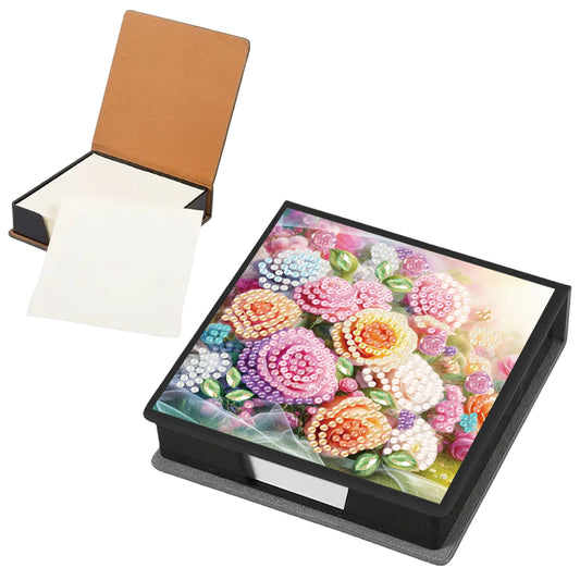 Rose PU DIY 5D Diamond Painting Note Box w/160 Sheets for Office Home School