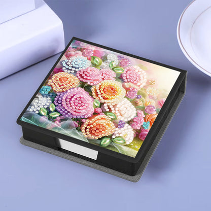 Rose PU DIY 5D Diamond Painting Note Box w/160 Sheets for Office Home School