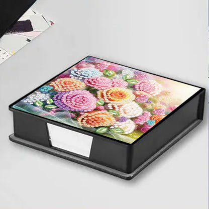 Rose PU DIY 5D Diamond Painting Note Box w/160 Sheets for Office Home School