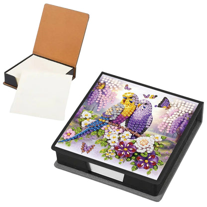 Bird PU DIY 5D Diamond Painting Note Box w/160 Sheets for Office Home School