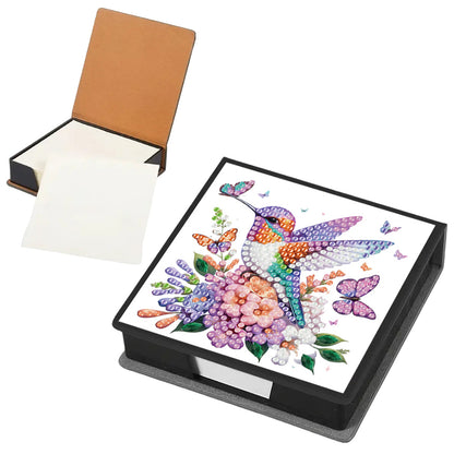 Flowers Birds PU DIY 5D Diamond Painting Note Box w/160 Sheet for Office Home(A)