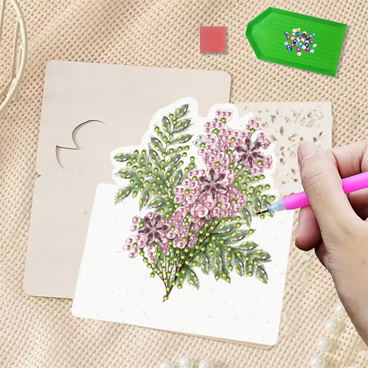 12pcs Bouquet of flowers DIY Diamond Art Greeting Cards with Envelopes for Adult