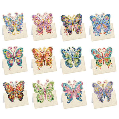 12pcs Butterfly DIY Diamond Art Greeting Cards with Envelopes for Adult Beginner