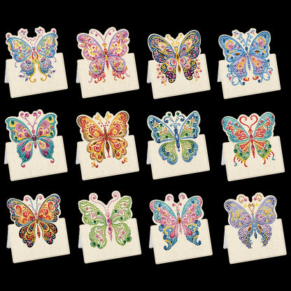 12pcs Butterfly DIY Diamond Art Greeting Cards with Envelopes for Adult Beginner