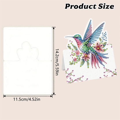 12pcs Flower Hummingbird DIY Diamond Art Greeting Cards with Envelopes for Adult