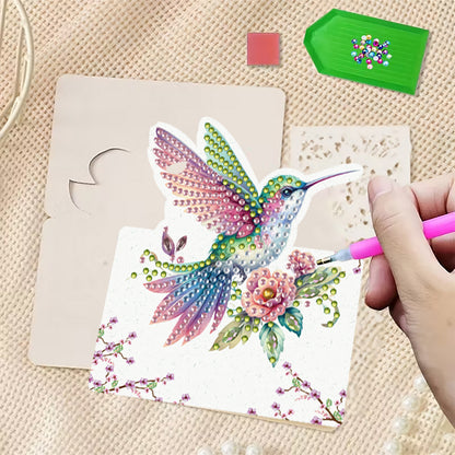 12pcs Flower Hummingbird DIY Diamond Art Greeting Cards with Envelopes for Adult