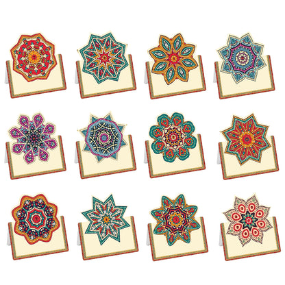 12pcs Mandala DIY Diamond Art Greeting Cards with Envelopes for Adults Beginner
