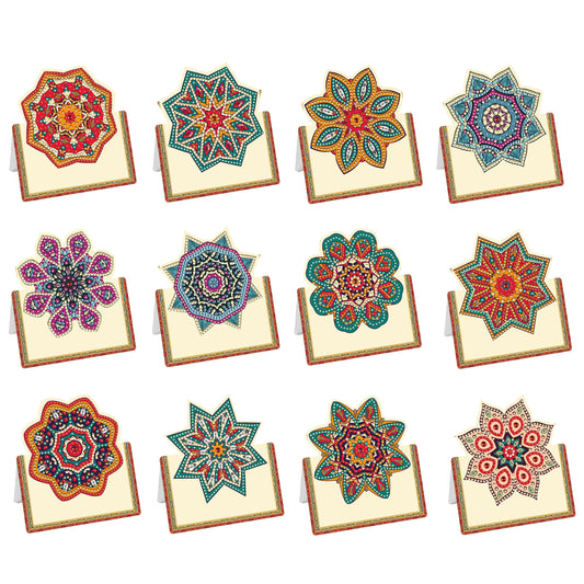 12pcs Mandala DIY Diamond Art Greeting Cards with Envelopes for Adults Beginner