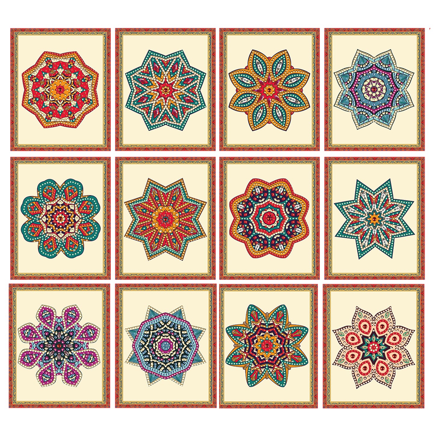 12pcs Mandala DIY Diamond Art Greeting Cards with Envelopes for Adults Beginner