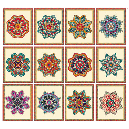 12pcs Mandala DIY Diamond Art Greeting Cards with Envelopes for Adults Beginner