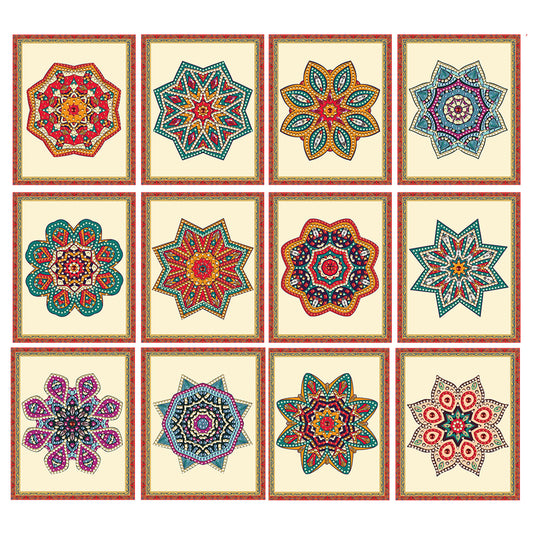 12pcs Mandala DIY Diamond Art Greeting Cards with Envelopes for Adults Beginner