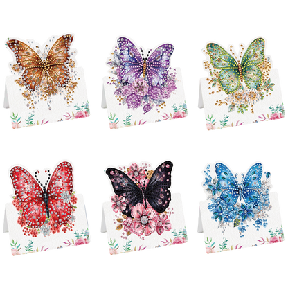 6pcs Flower Butterfly DIY Diamond Art Greeting Cards with Envelopes for Adults