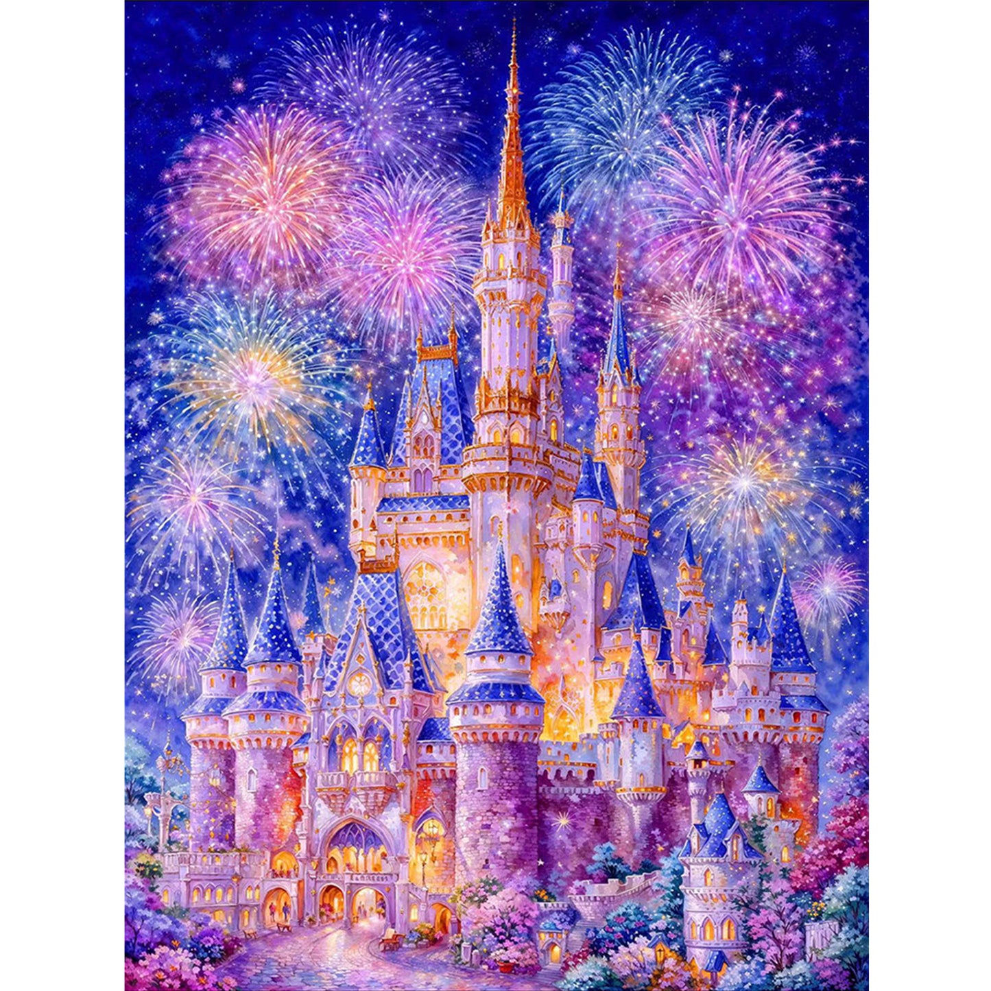 Blooming Fireworks - 9CT Stamped Cross Stitch 110*80CM(Jun He Brand)