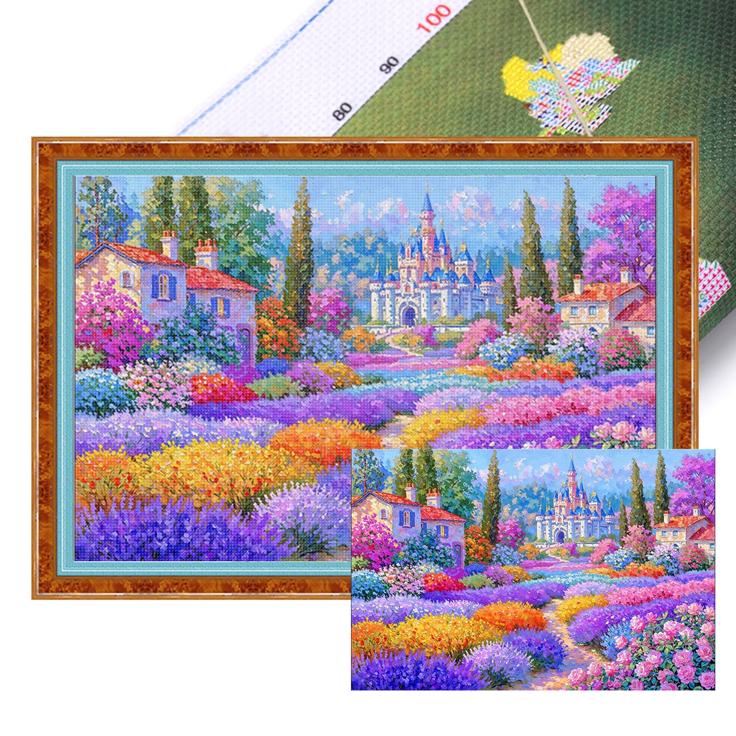 Rose Field - 9CT Stamped Cross Stitch 100*70CM(Jun He Brand)