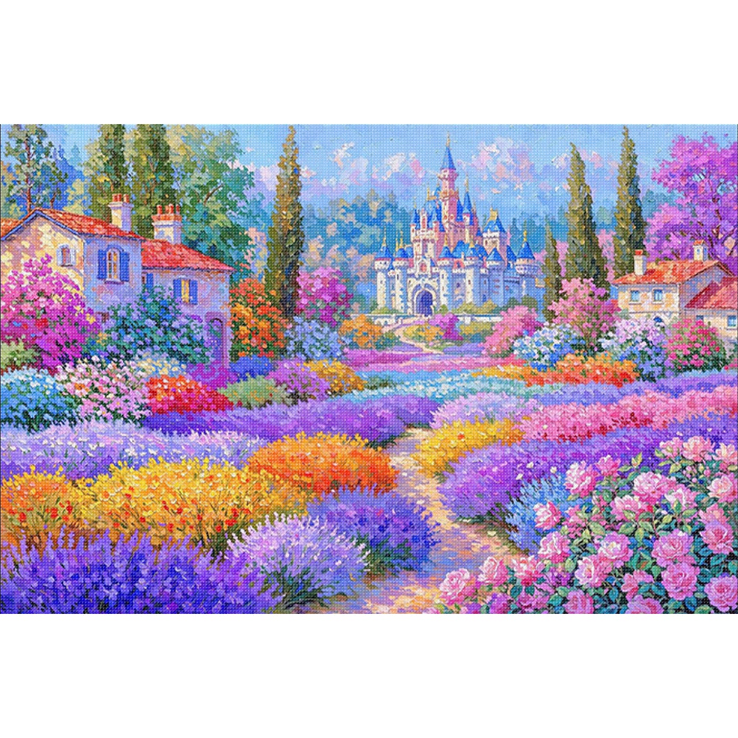 Rose Field - 9CT Stamped Cross Stitch 100*70CM(Jun He Brand)