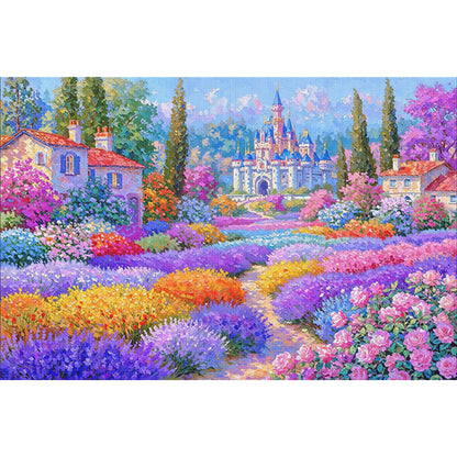 Rose Field - 9CT Stamped Cross Stitch 100*70CM(Jun He Brand)