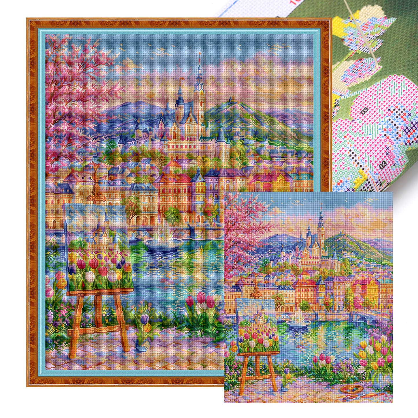 Tulip Castle - 9CT Stamped Cross Stitch 100*80CM(Jun He Brand)