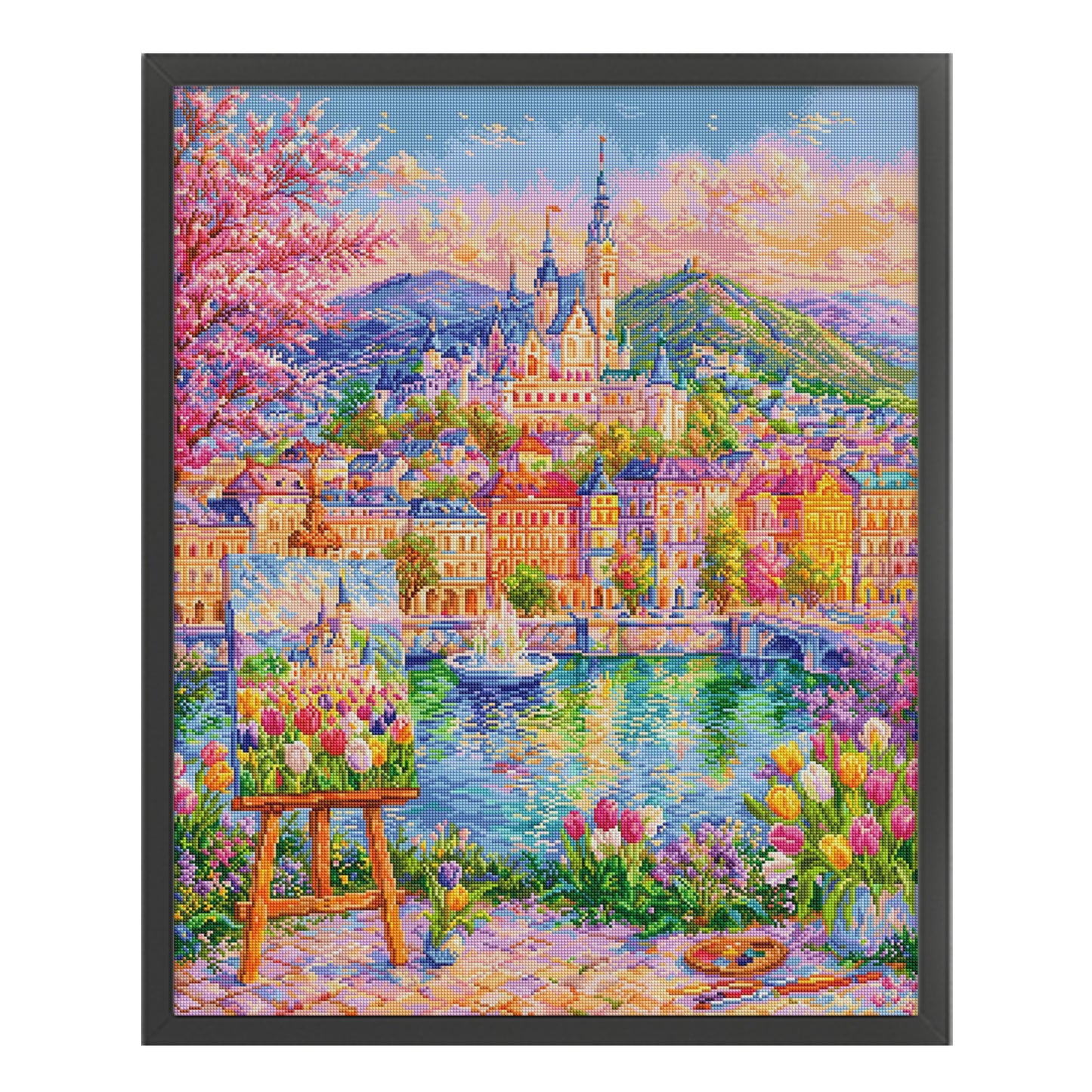 Tulip Castle - 9CT Stamped Cross Stitch 100*80CM(Jun He Brand)
