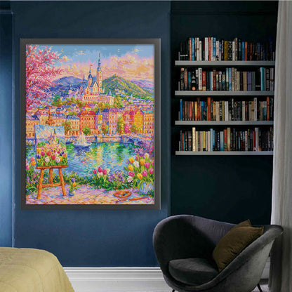 Tulip Castle - 9CT Stamped Cross Stitch 100*80CM(Jun He Brand)