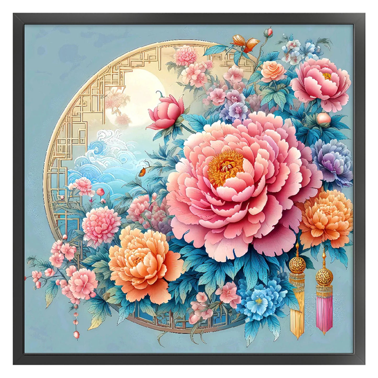 Flower - 9CT Stamped Cross Stitch 70*70CM(Jun He Brand)