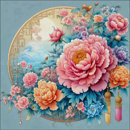 Flower - 9CT Stamped Cross Stitch 70*70CM(Jun He Brand)