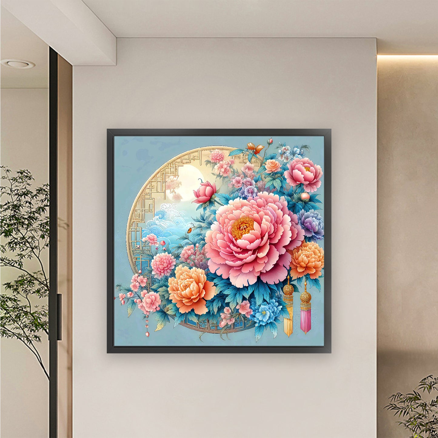 Flower - 9CT Stamped Cross Stitch 70*70CM(Jun He Brand)