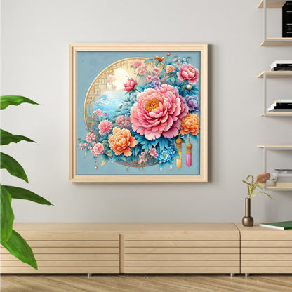 Flower - 9CT Stamped Cross Stitch 70*70CM(Jun He Brand)