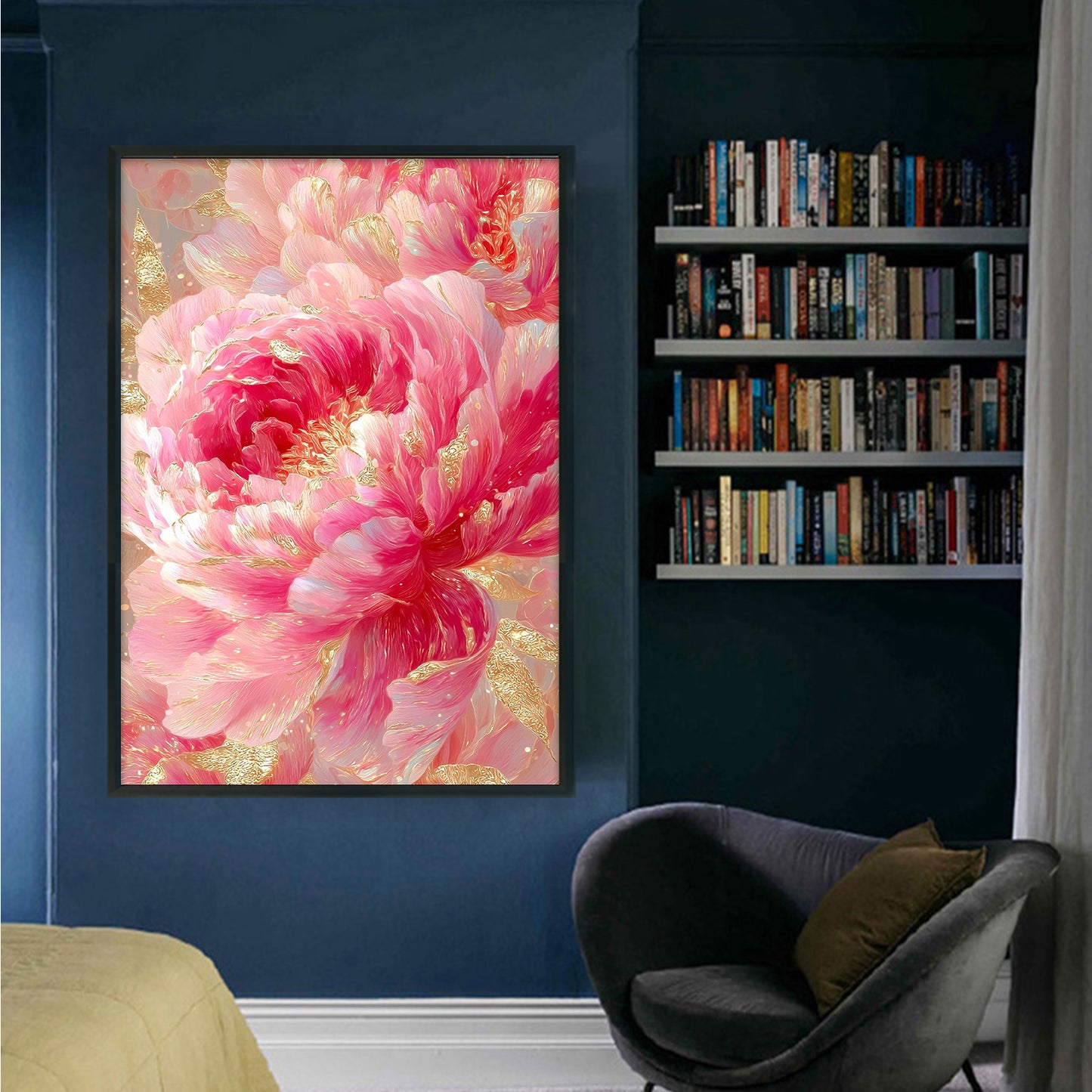 Golden Peony - 9CT Stamped Cross Stitch 60*85CM(Jun He Brand)