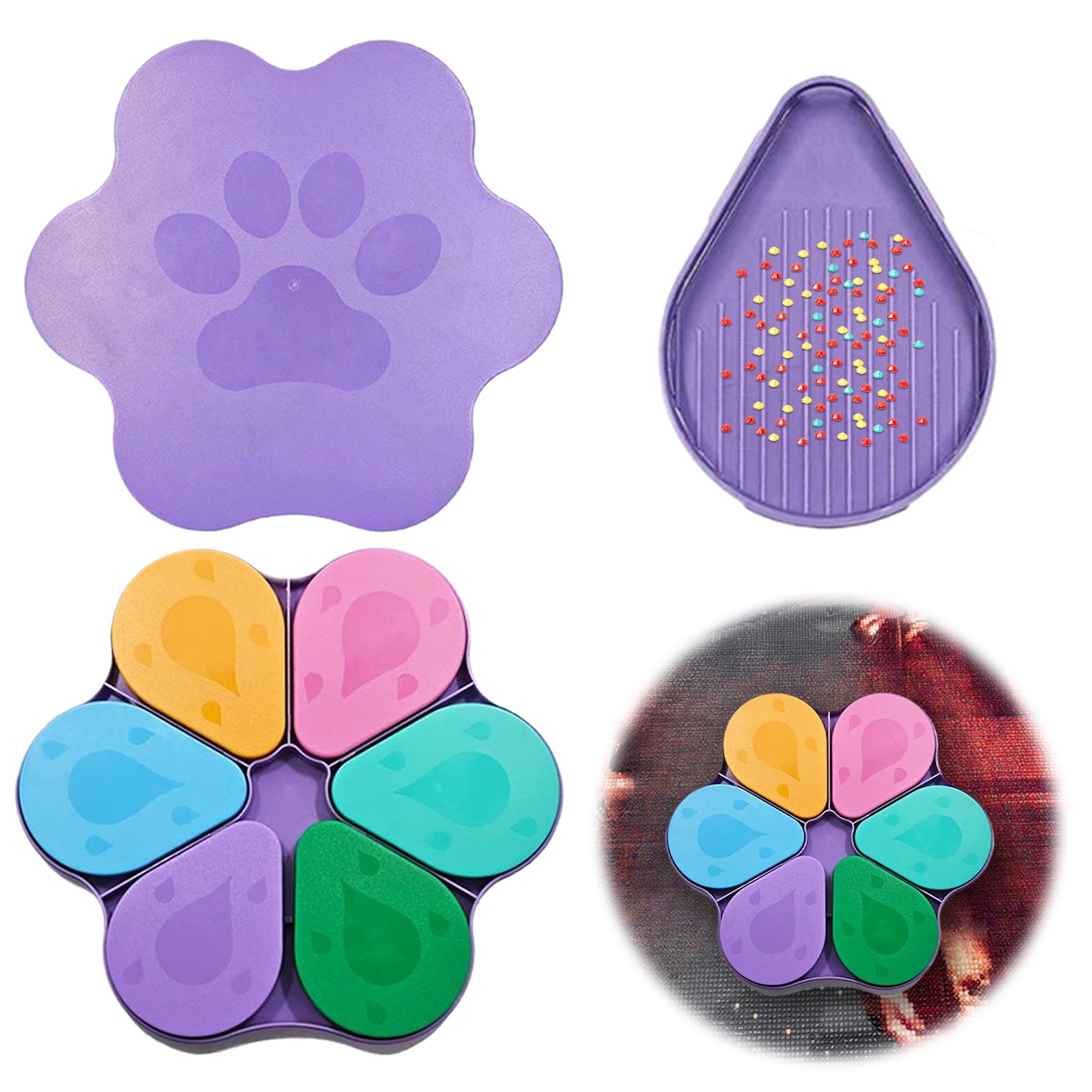 6PCS Diamond Art Trays Cat Paw Diamond Painting Organizer for DIY (Multicolor)