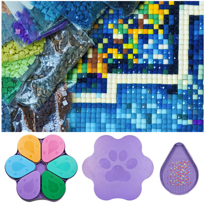 6PCS Diamond Art Trays Cat Paw Diamond Painting Organizer for DIY (Multicolor)
