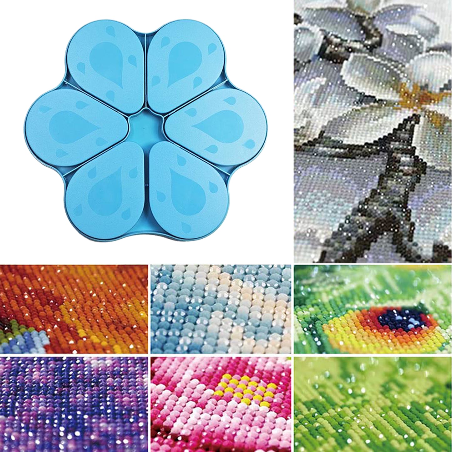 6PCS Diamond Art Trays Cat Paw Diamond Painting Organizer for DIY Crafts (Blue)