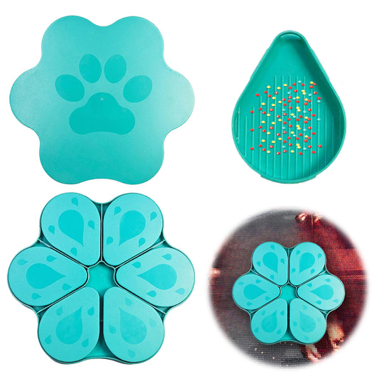 6PCS Diamond Art Trays Cat Paw Diamond Painting Organizer for DIY (Cyan Blue)