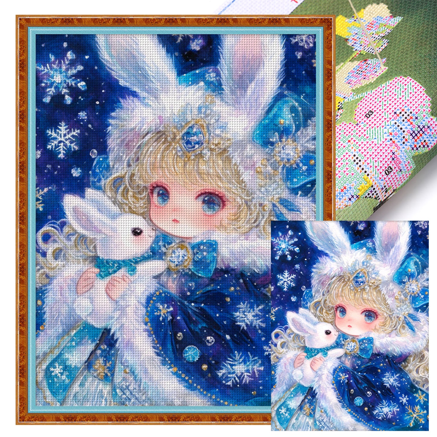 Rabbit Elf - 9CT Stamped Cross Stitch 70*90CM(Jun He Brand)