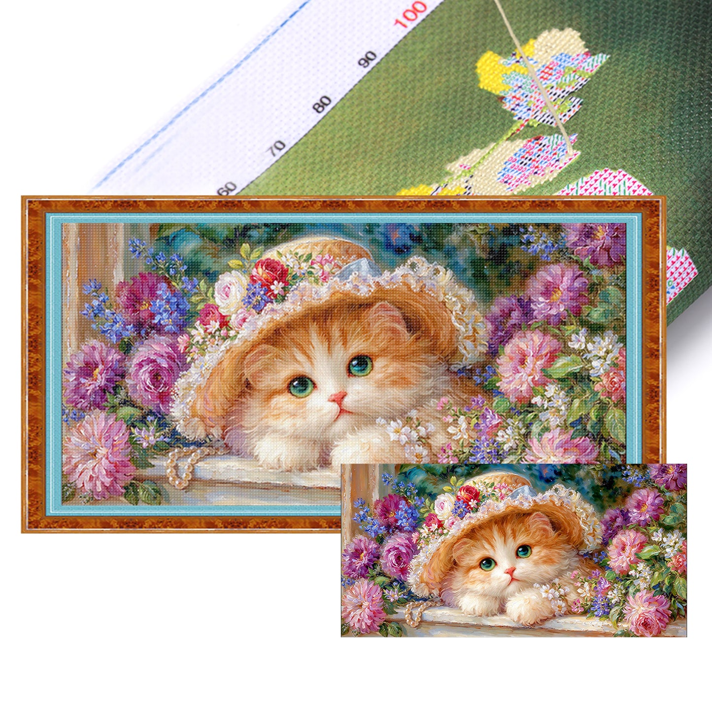 Cat - 9CT Stamped Cross Stitch 100*55CM(Jun He Brand)
