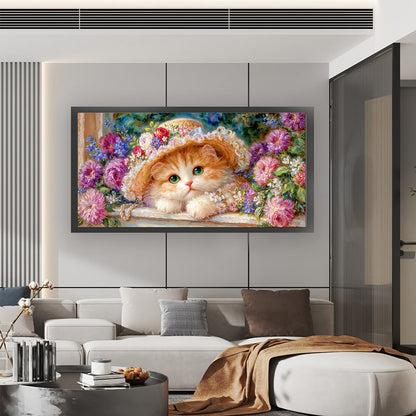 Cat - 9CT Stamped Cross Stitch 100*55CM(Jun He Brand)