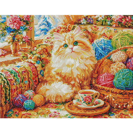 Cat Yarn Ball - 9CT Stamped Cross Stitch 70*85CM(Jun He Brand)
