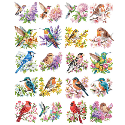 20Pcs Birds And Flowers DIY Diamond Painting Magnets Kits for Beginners Adults
