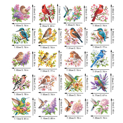20Pcs Birds And Flowers DIY Diamond Painting Magnets Kits for Beginners Adults