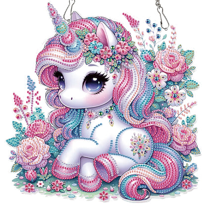 Unicorn 2D Flat DIY Acrylic Diamond Painting Pendant Kits Home Wall Window Decor