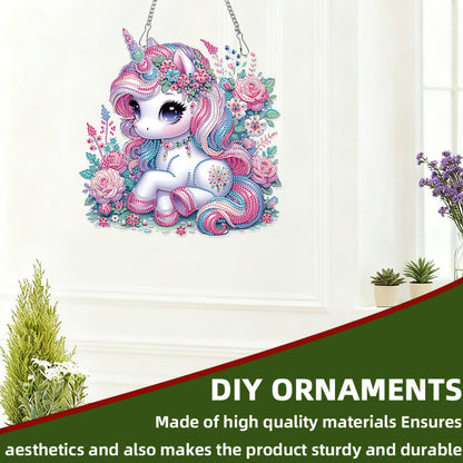Unicorn 2D Flat DIY Acrylic Diamond Painting Pendant Kits Home Wall Window Decor